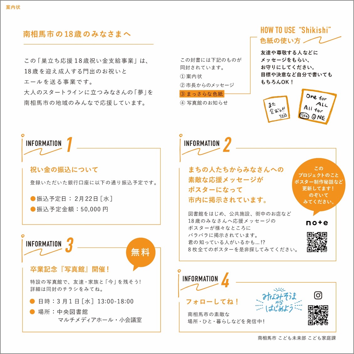 案内状を開いた状態です。