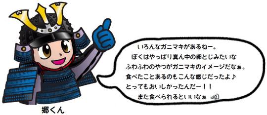 いろんなガニマキがあるねー。ぼくはやっぱり真ん中の卵とじみたなふわふわのやつがガニマキのイメージだなぁ。食べたことあるのもこんな感じだったよ。とってもおいしかったんだー!!また食べられるといいなぁ