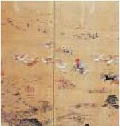 野馬追図屏風の内、野馬追の部分の写真