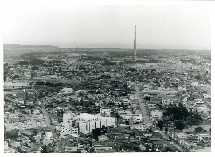 昭和54年ころの原町の中心市街地の白黒写真