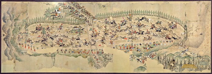 江戸時代の野馬追を描いた横長の絵図