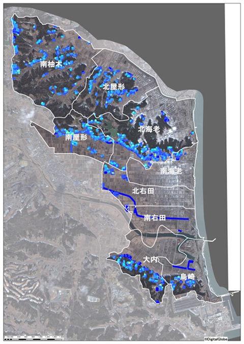 鹿島区東部地区全体の原発事故直後(推定)の空間線量図