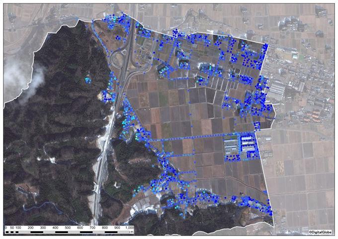 信田沢地区全体の除染後の空間線量図