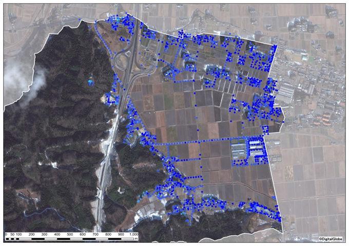信田沢地区全体の事後モニタリングの空間線量図