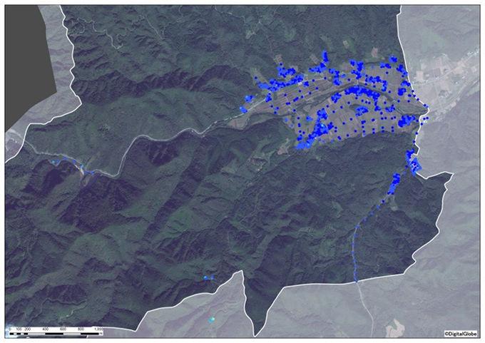 上栃窪地区全体の事後モニタリングの空間線量図