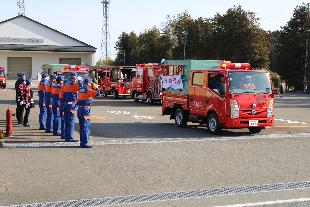 【令和8年3月1日】令和8年春季全国火災予防運動に伴う南相馬市消防団防火パレード出発式