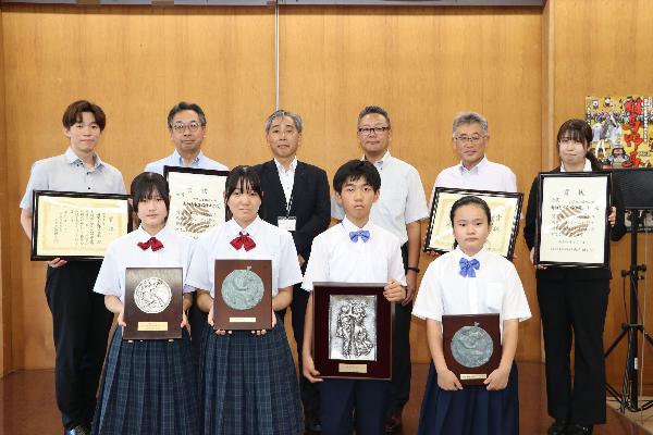 【令和8年8月25日】石神第二小学校吹奏楽及び石神中学校吹奏楽部教育長表敬訪問