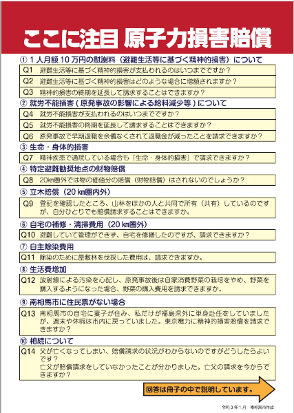 原発賠償に関するリーフレット表紙