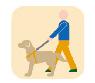 リードを付けた中型犬を散歩している男性のイラスト