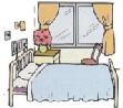 窓とベッドがある部屋の画像