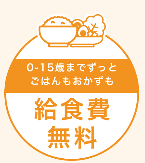 0歳から15歳まで給食費無料