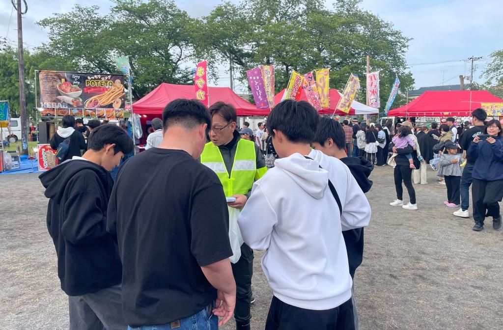 特別街頭指導相馬野馬追宵祭り啓発品の配布1