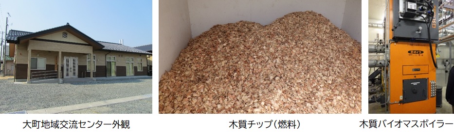 大町地域交流センター外観・木質チップ・ボイラー写真