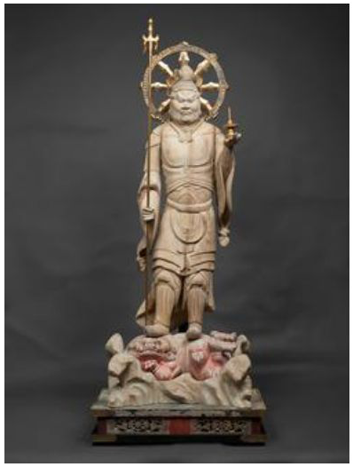 Wooden Bishamon statue