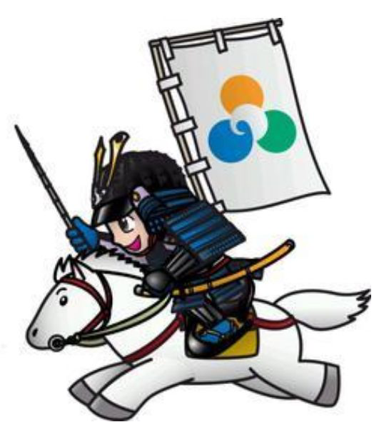 Cartoon Minamisoma horseback samurai