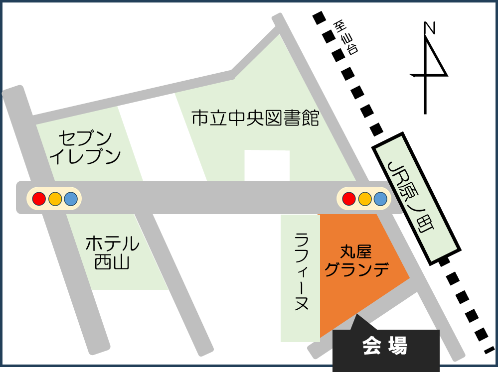 会場となる丸屋グランデの位置図です