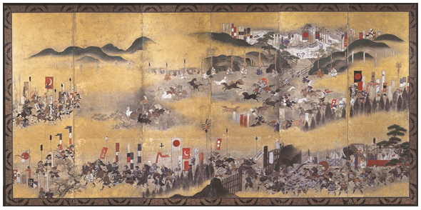 left folding screen with nomaoi illustration