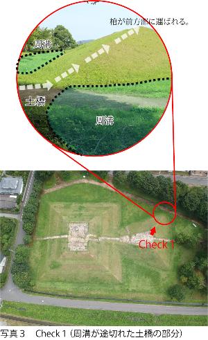 写真3 Check1（周溝が途切れた土橋の部分）