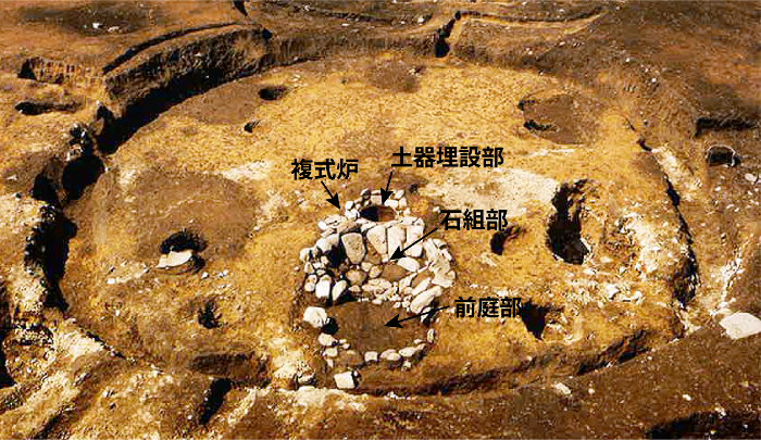 写真12 原町区東町遺跡から検出された複式炉をもつ竪穴住居跡（24号住居跡：直径約6メートル）
