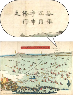 江戸時代の野馬追が「毎年五月中の申」の日に行われていたことを示す野馬追絵図