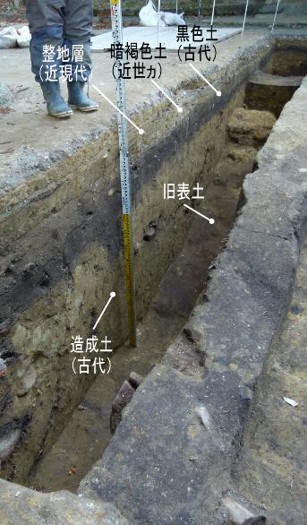 黒色土とその下層の造成土・旧表土