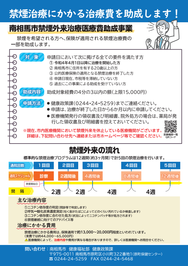 禁煙外来治療医療費助成事業（ウラ）