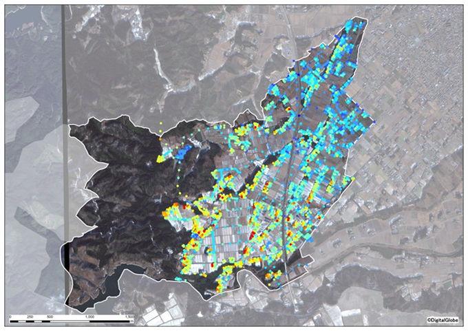 馬場地区全体の除染前の空間線量図