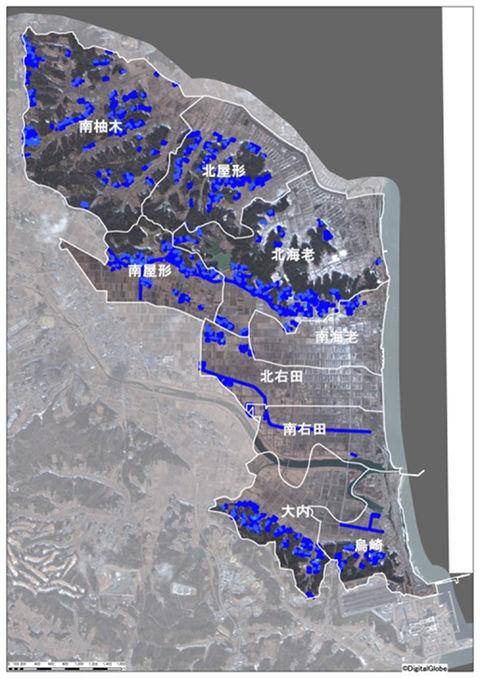 鹿島区東部地区全体の除染前の空間線量図