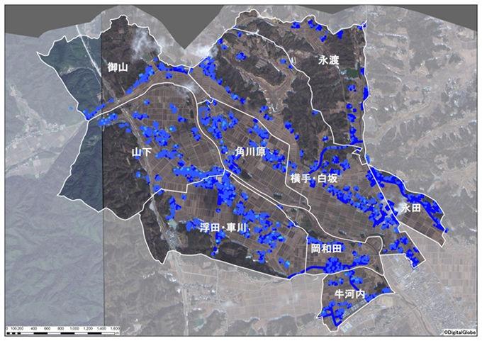 鹿島区北部地区除染前の空間線量率図