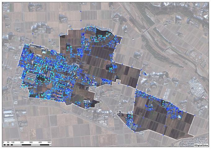 北長野地区全体の除染前の空間線量図