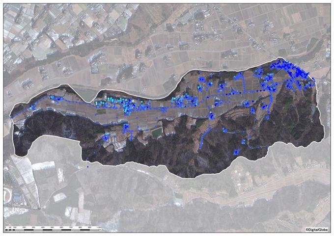矢川原地区全体の除染後の空間線量図