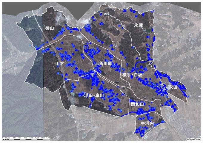 鹿島区北部地区除染後の空間線量率図