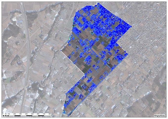 雲雀ヶ原地区全体の除染後の空間線量図