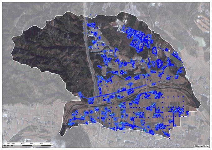 深野地区全体の事後モニタリングの空間線量図