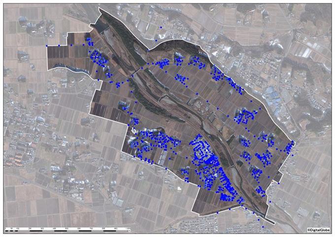 北新田地区全体の事後モニタリングの空間線量図