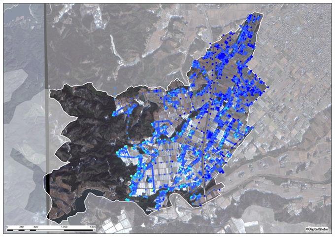 馬場地区全体の事後モニタリングの空間線量図