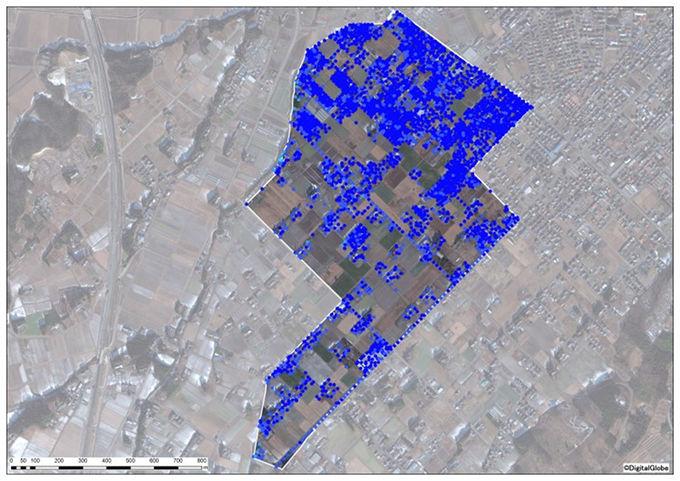 雲雀ヶ原地区全体の事後モニタリングの空間線量図