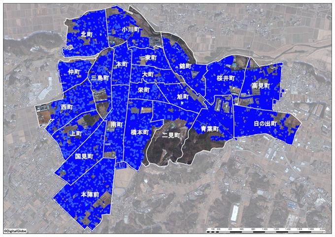 原町区中心部地区事後モニタリングの空間線量率図